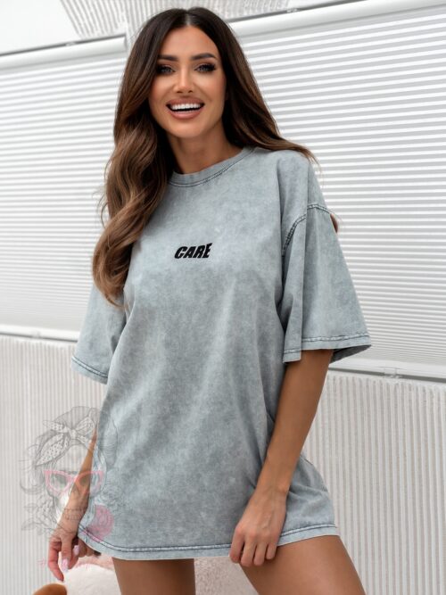 T-shirt dekatyzowany CARE szary