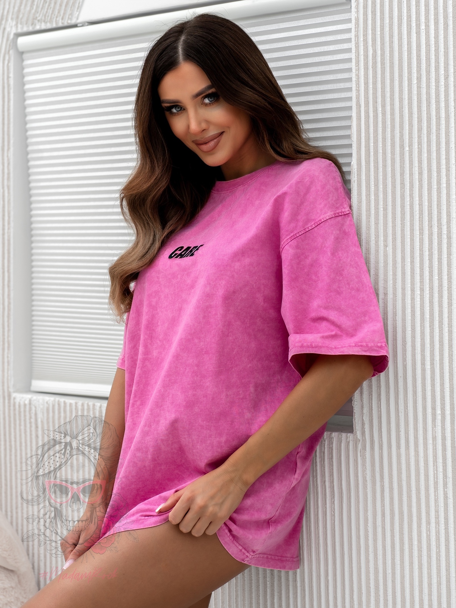 T-shirt dekatyzowany CARE różowy T-shirt dekatyzowany CARE różowy