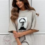 T-shirt dekatyzowany Girl beżowy