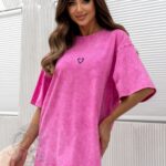 T-shirt dekatyzowany MINI HEART różowy