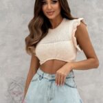 Top dzianinowy BeFly beżowy