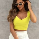 Top prążkowany na krótki rękaw Kodar limonka