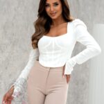 Spodnie eleganckie dzwony Keloni II beżowe