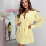 Sukienka koszulowa gładka Elva cytrynowa