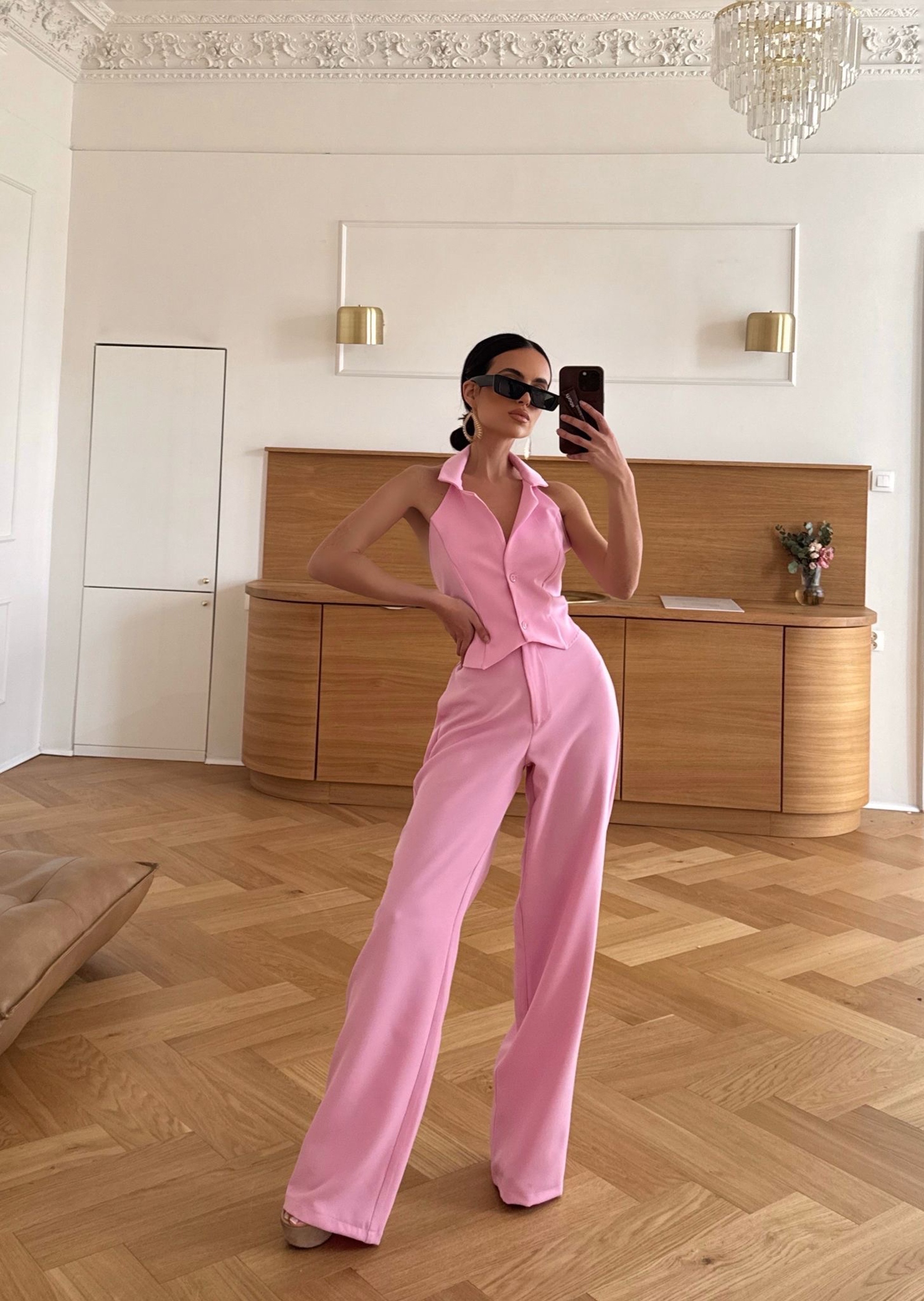 Komplet elegancki NICE OLAVOGA różowy