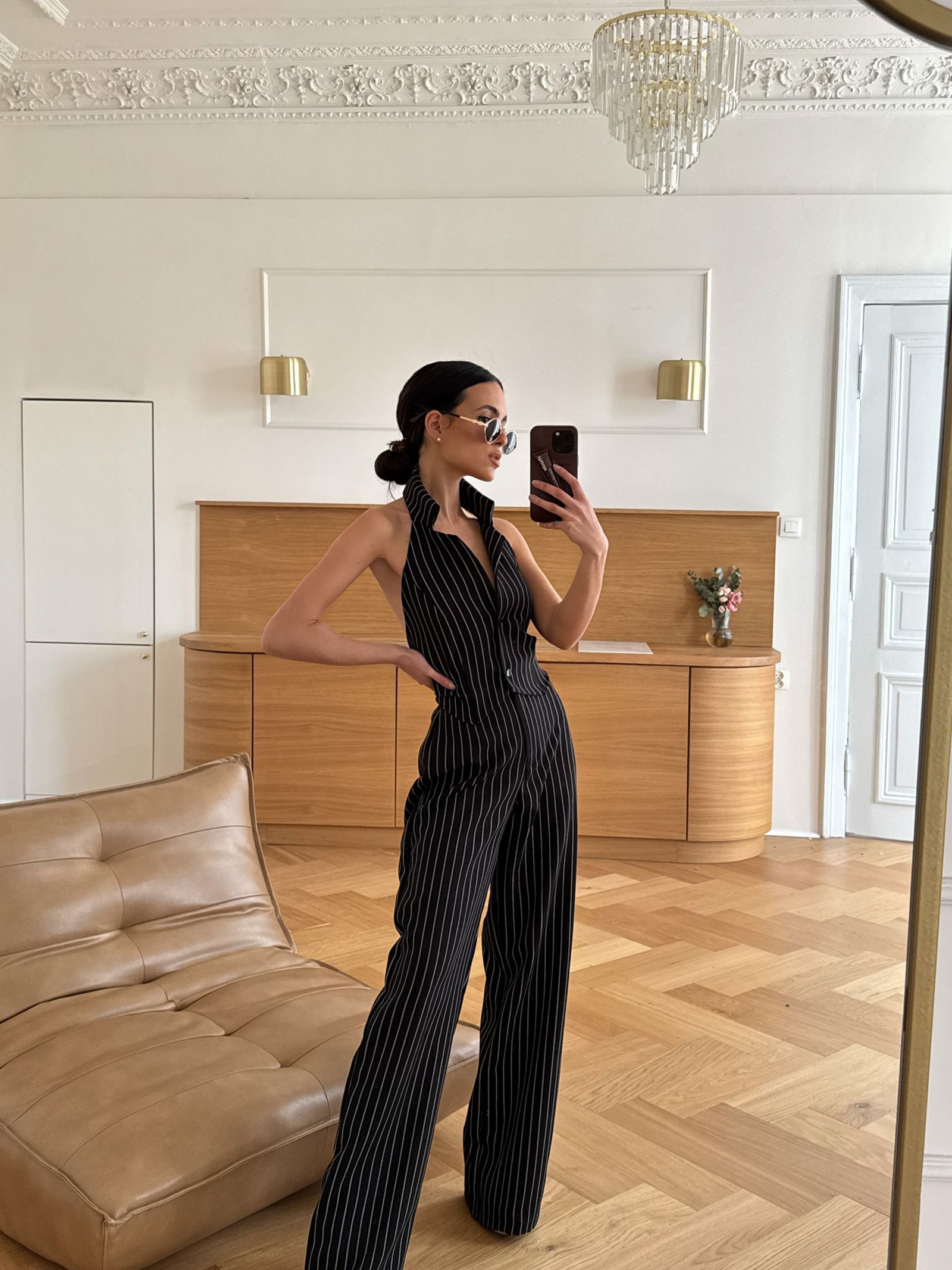 Komplet elegancki NICE OLAVOGA czarny w paski Komplet elegancki NICE OLAVOGA czarny w paski