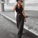 Komplet elegancki NICE OLAVOGA czarny w paski