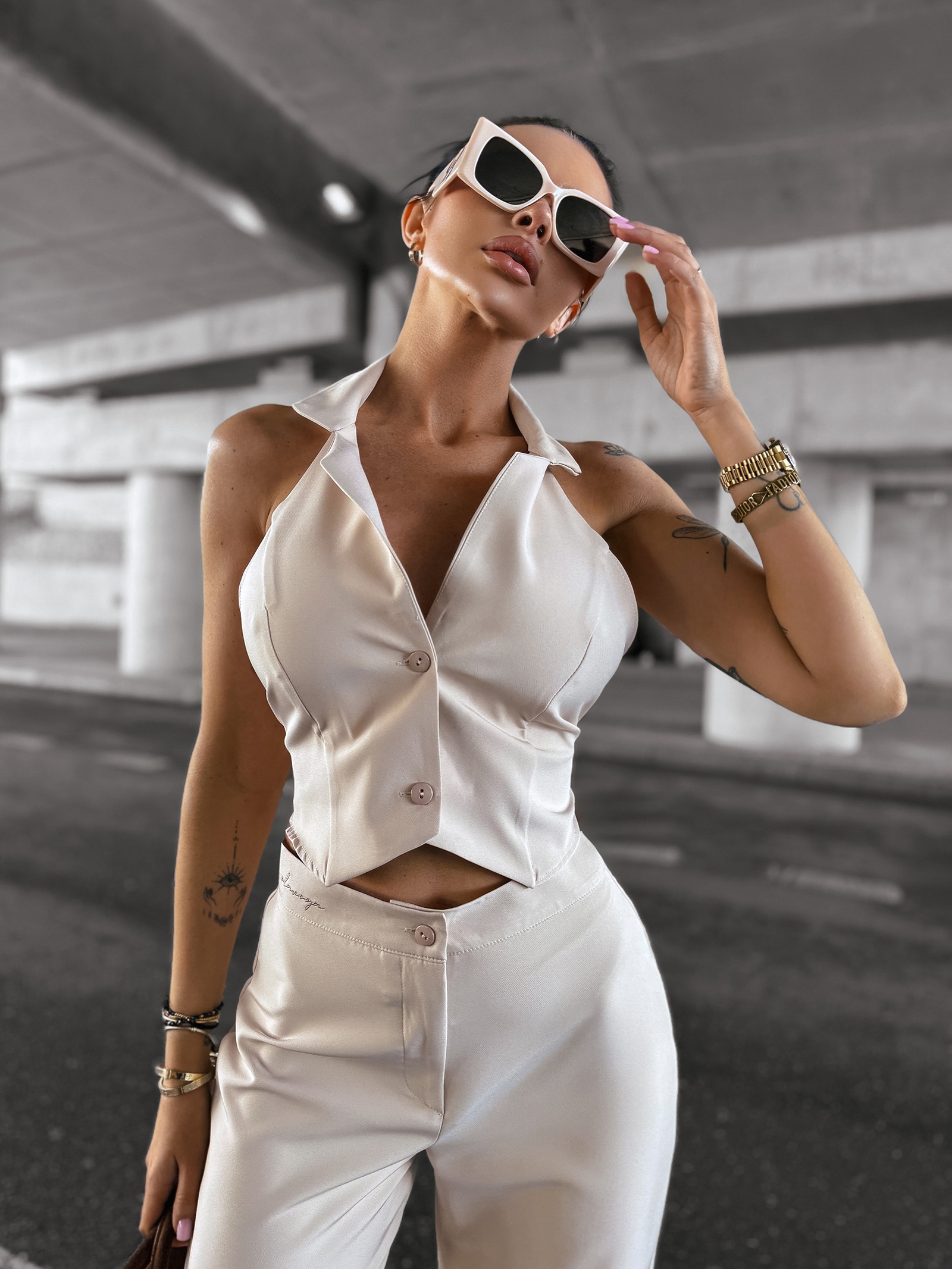 Komplet elegancki NICE OLAVOGA beżowy