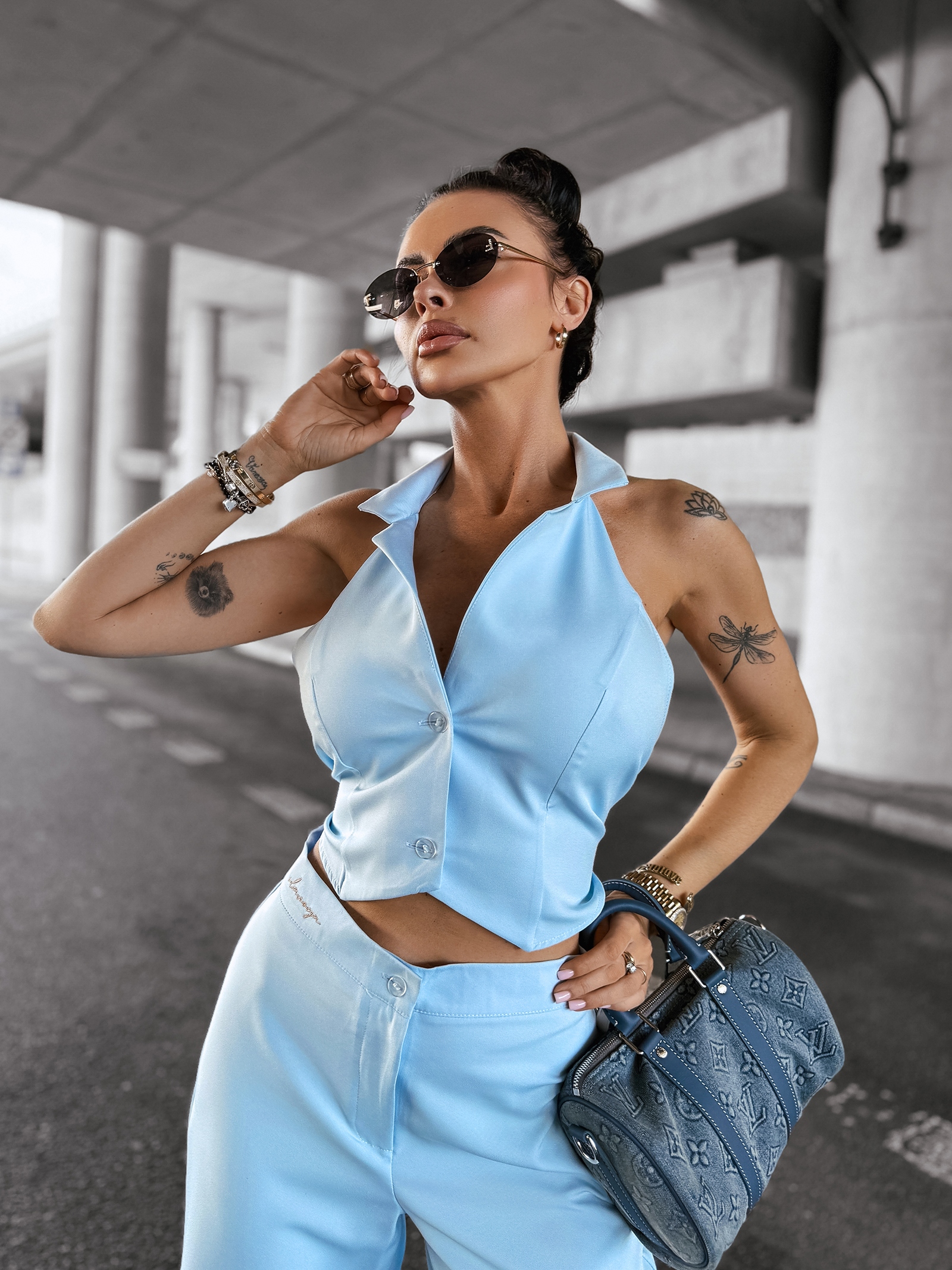 Komplet elegancki NICE OLAVOGA błękitny