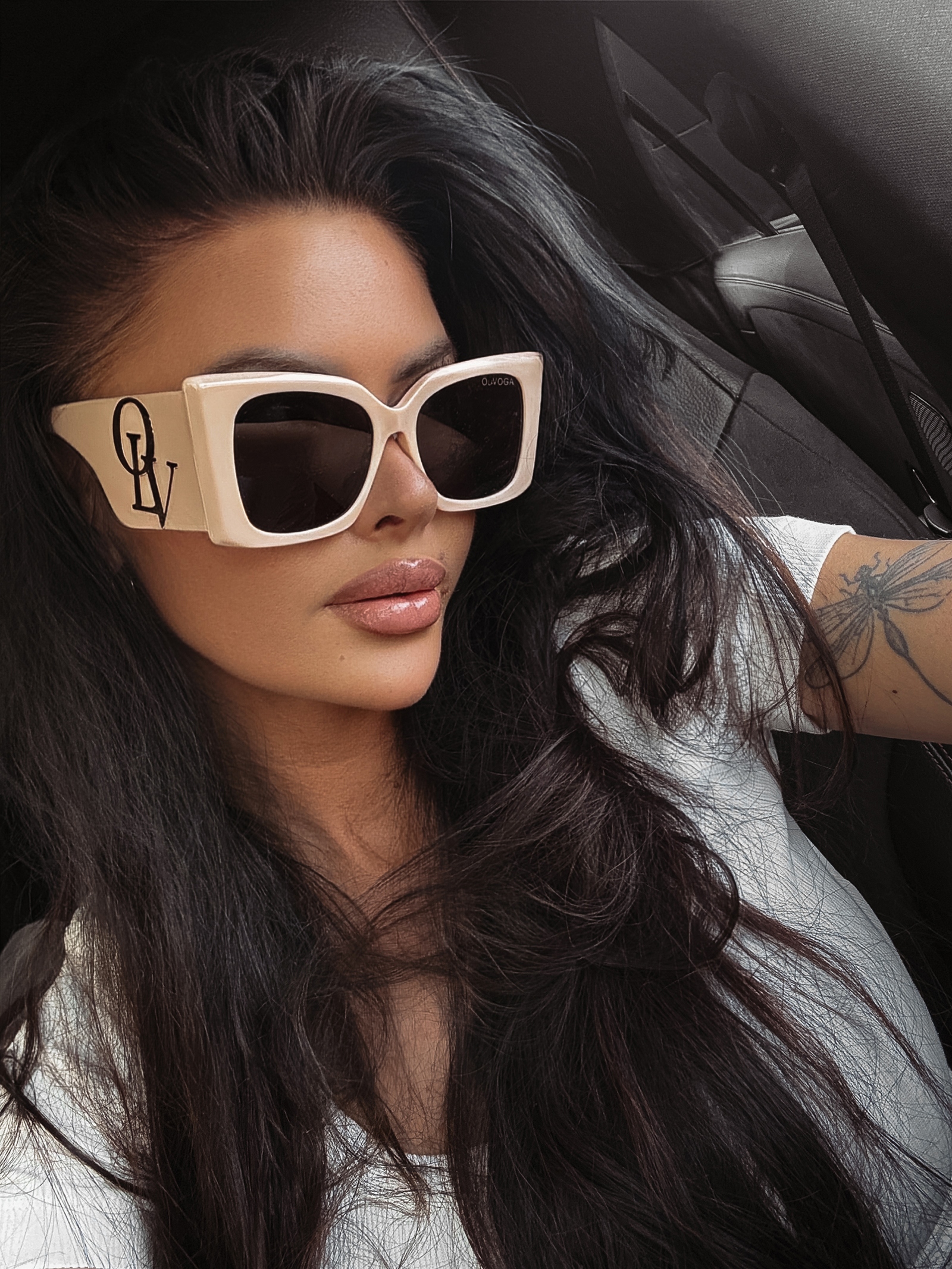 Okulary damskie przeciwsłoneczne EYZ OLAVOGA beżowe