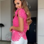 Bluzka gipiurowa Mebarn różowa