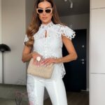 Bluzka gipiurowa Mebarn biała