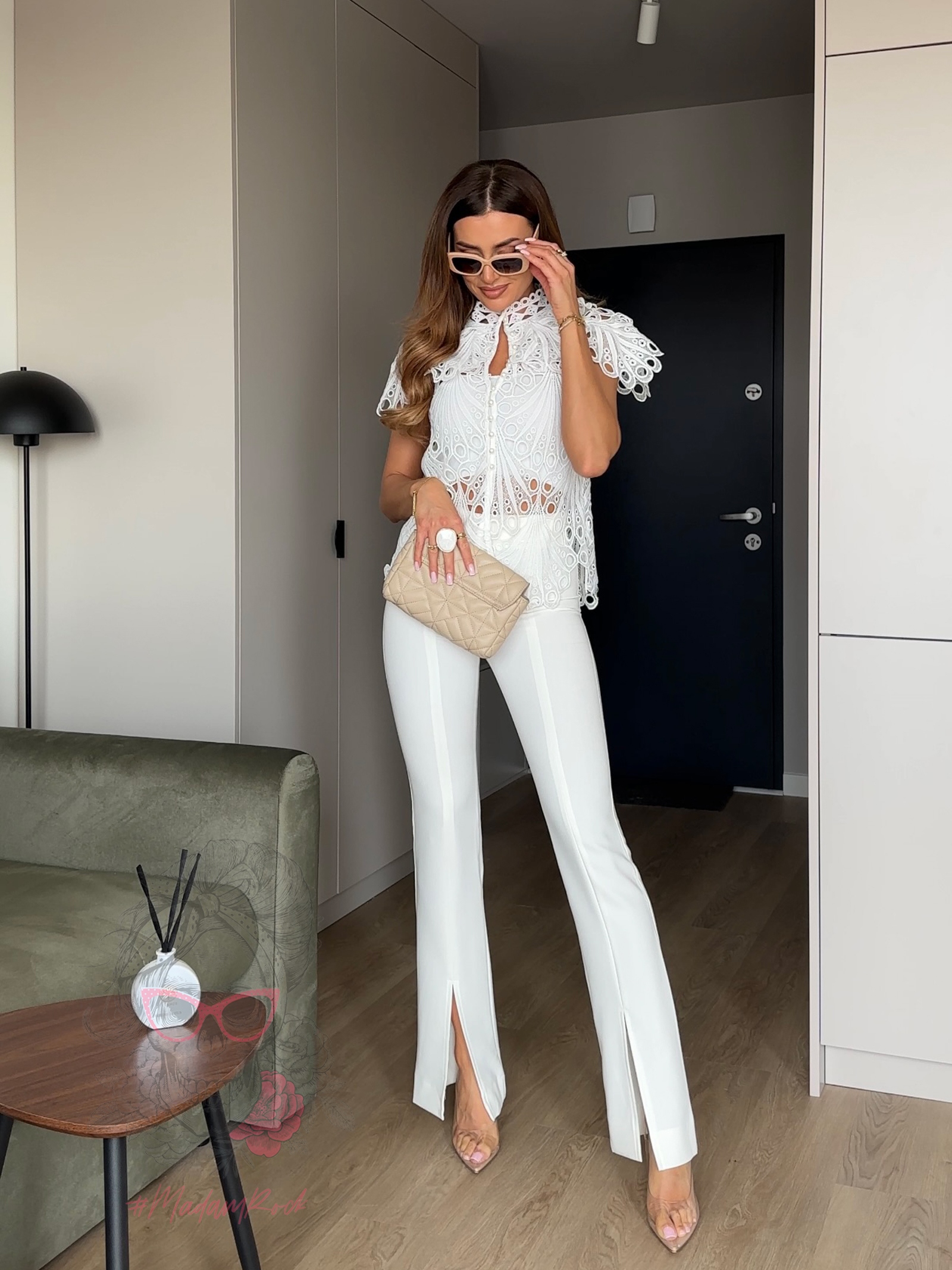 Bluzka gipiurowa Mebarn biała