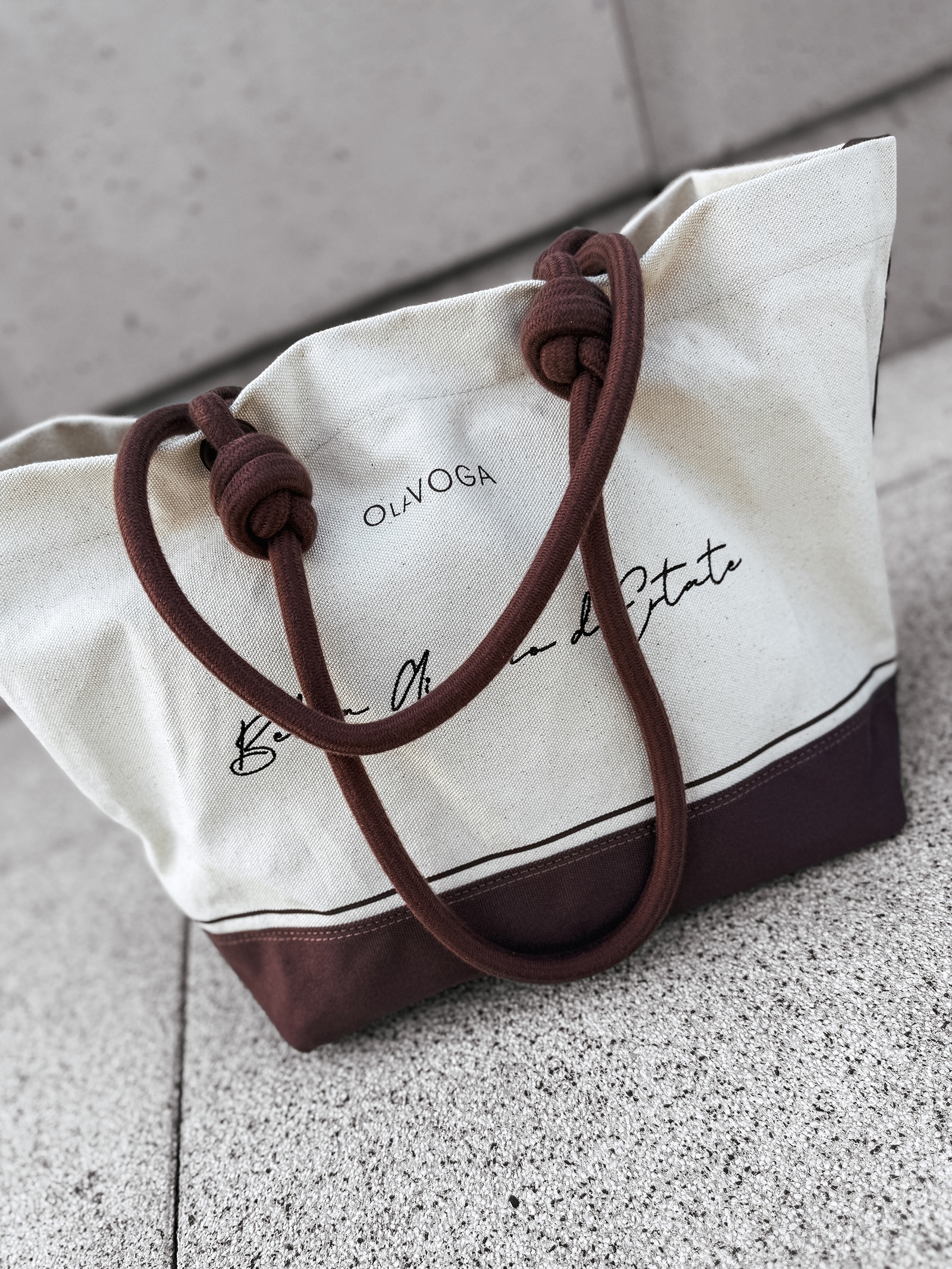 Torba klasyczna bawełniana logowana ESTATE OLAVOGA brązowa