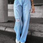 Spodnie jeansowe z przetarciami REING OLAVOGA j.niebieskie