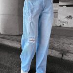 Spodnie jeansowe z przetarciami REING OLAVOGA j.niebieskie