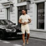 Komplet welurowy męski ze spodenkami NIGHT THREAD OLAVOGA beżowy