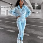 Komplet damski welurowy HANDY OLAVOGA błękitny