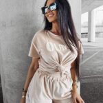 Komplet welurowy TURN OLAVOGA beżowy