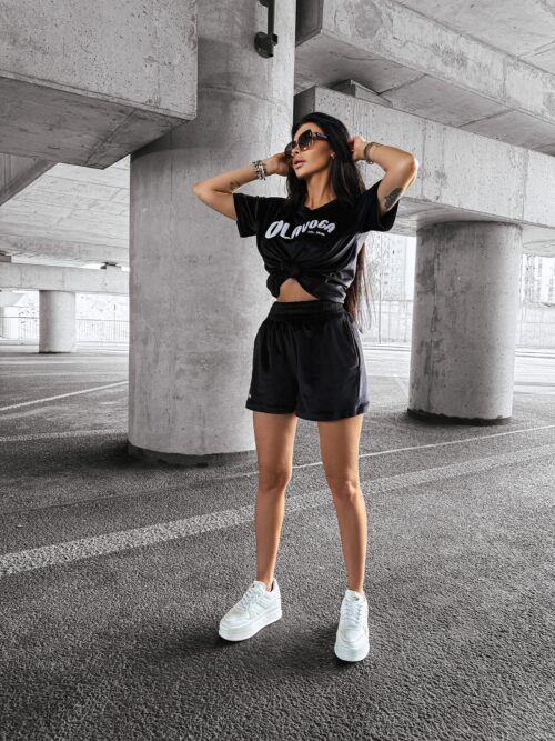 Komplet welurowy TURN OLAVOGA czarny