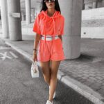 Komplet welurowy sportowy SIBE OLAVOGA koralowy