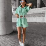 Komplet welurowy sportowy SIBE OLAVOGA pistacjowy