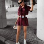 Komplet welurowy sportowy SIBE OLAVOGA bordowy