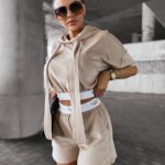 Komplet welurowy sportowy SIBE OLAVOGA beżowy