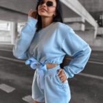 Komplet bawełniany ze spodenkami LAZO OLAVOGA niebieski