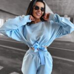 Komplet bawełniany ze spodenkami LAZO OLAVOGA niebieski