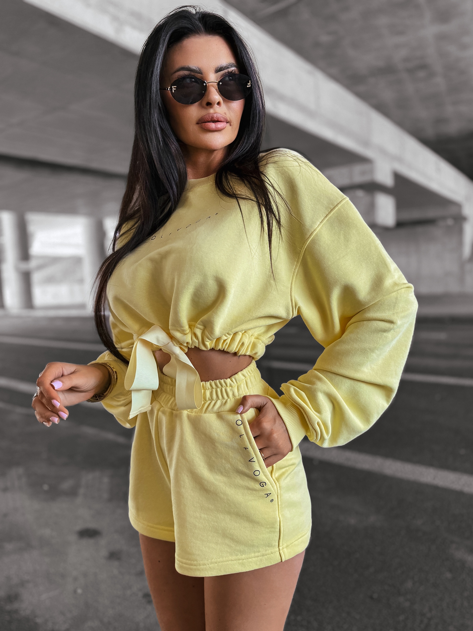 Komplet bawełniany ze spodenkami LAZO OLAVOGA żółty Komplet bawełniany ze spodenkami LAZO OLAVOGA żółty