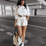 Komplet bawełniany ze spodenkami LAZO OLAVOGA ecru