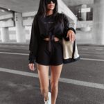 Komplet bawełniany ze spodenkami LAZO OLAVOGA czarny