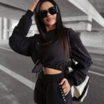 Komplet bawełniany ze spodenkami LAZO OLAVOGA czarny