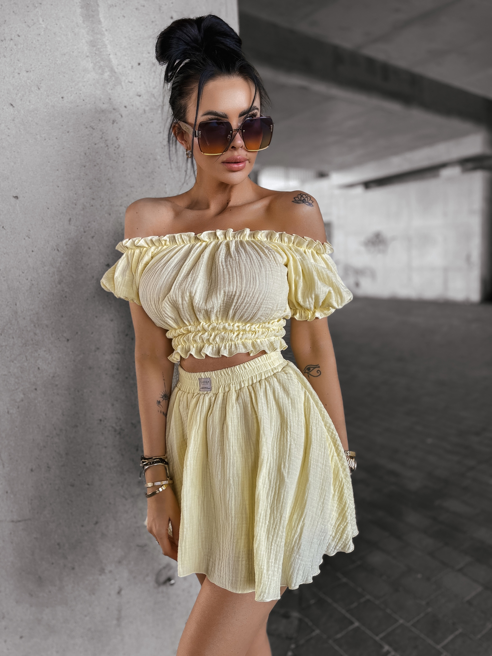 Komplet damski muślinowy DANTE OLAVOGA żółty Komplet damski muślinowy DANTE OLAVOGA żółty