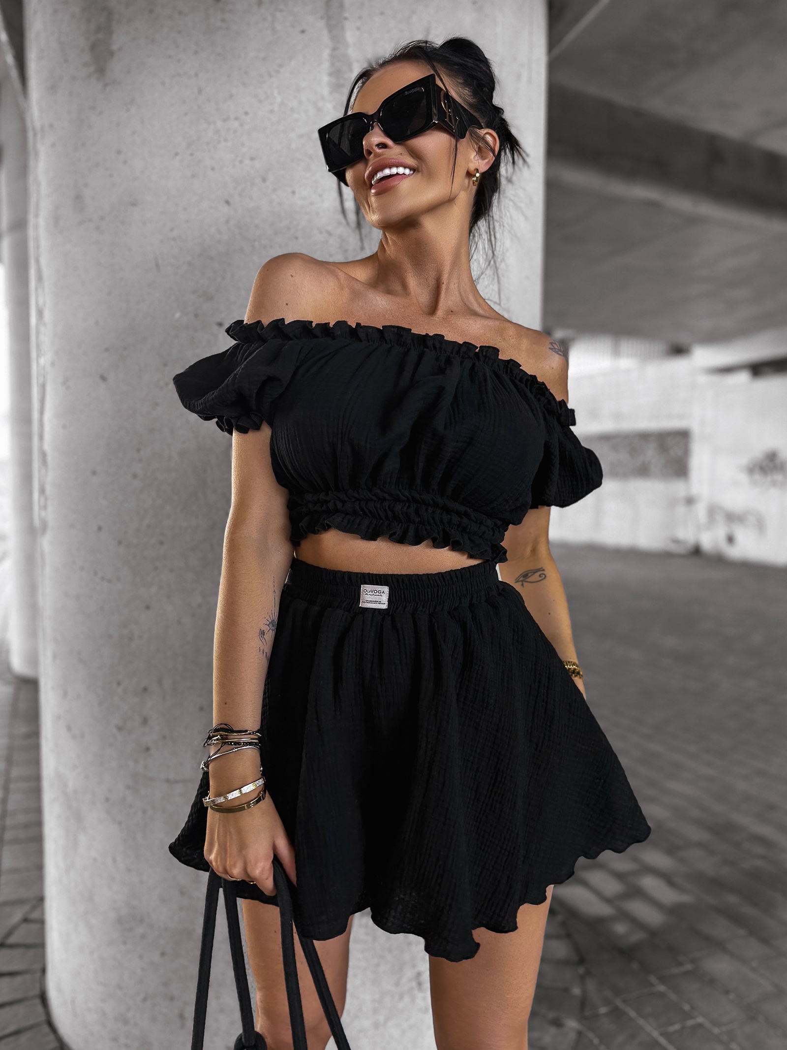 Komplet damski muślinowy DANTE OLAVOGA czarny