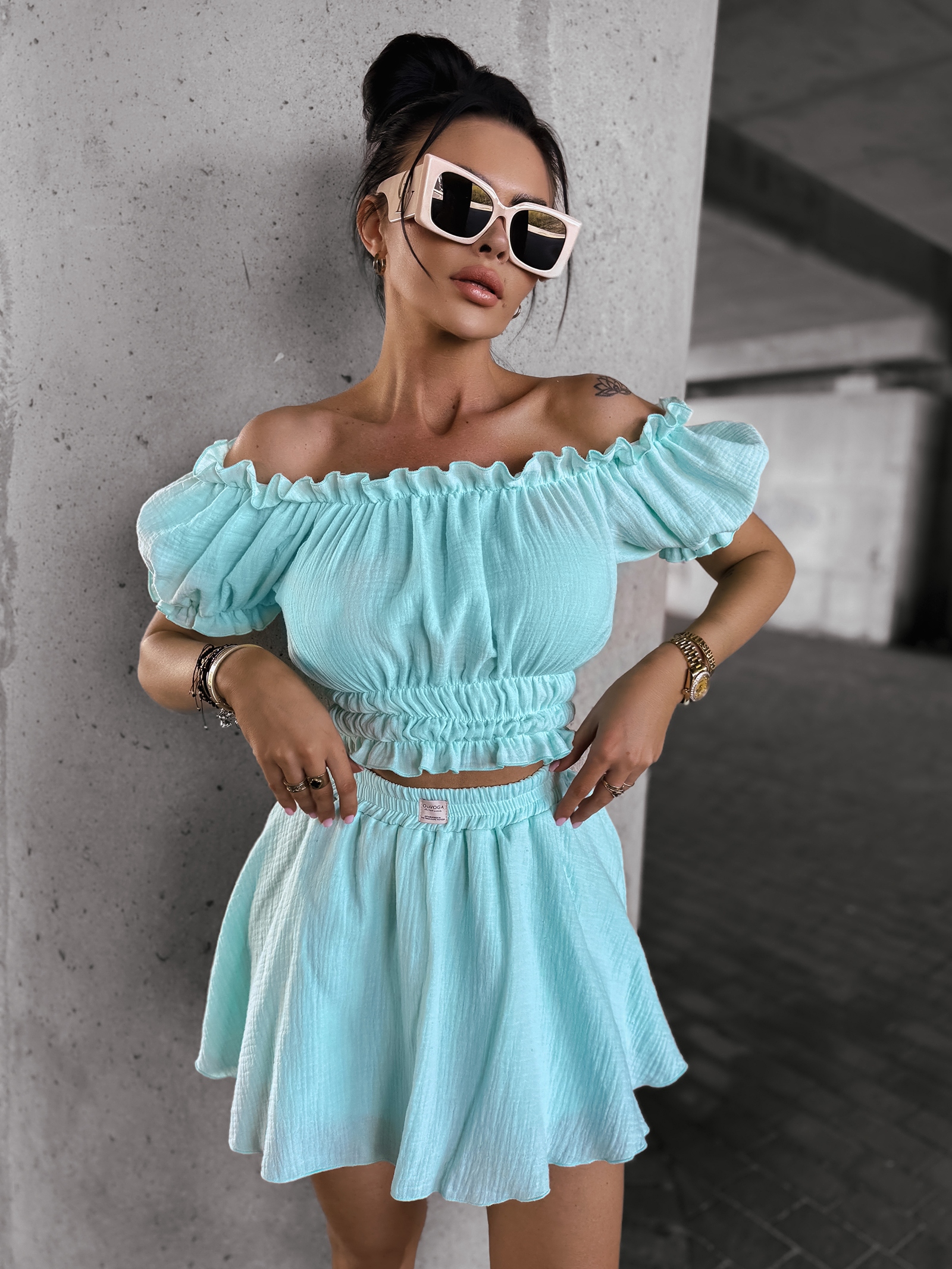 Komplet damski muślinowy DANTE OLAVOGA miętowy Komplet damski muślinowy DANTE OLAVOGA miętowy