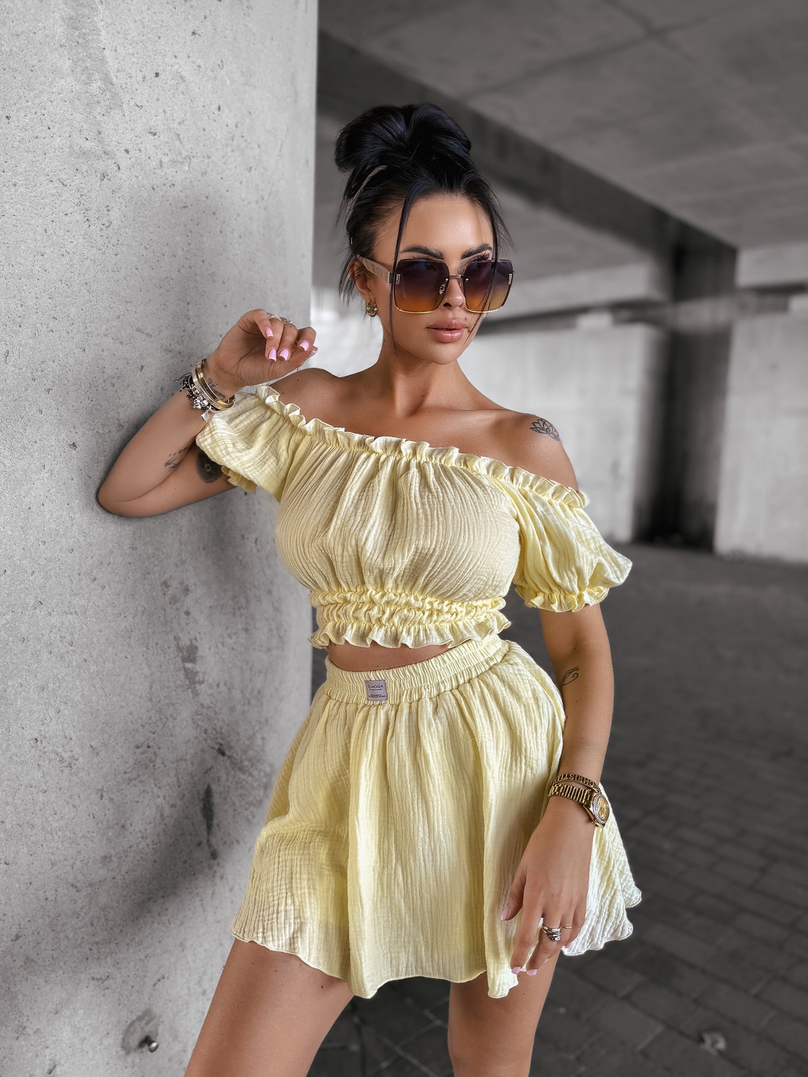 Komplet damski muślinowy DANTE OLAVOGA żółty Komplet damski muślinowy DANTE OLAVOGA żółty