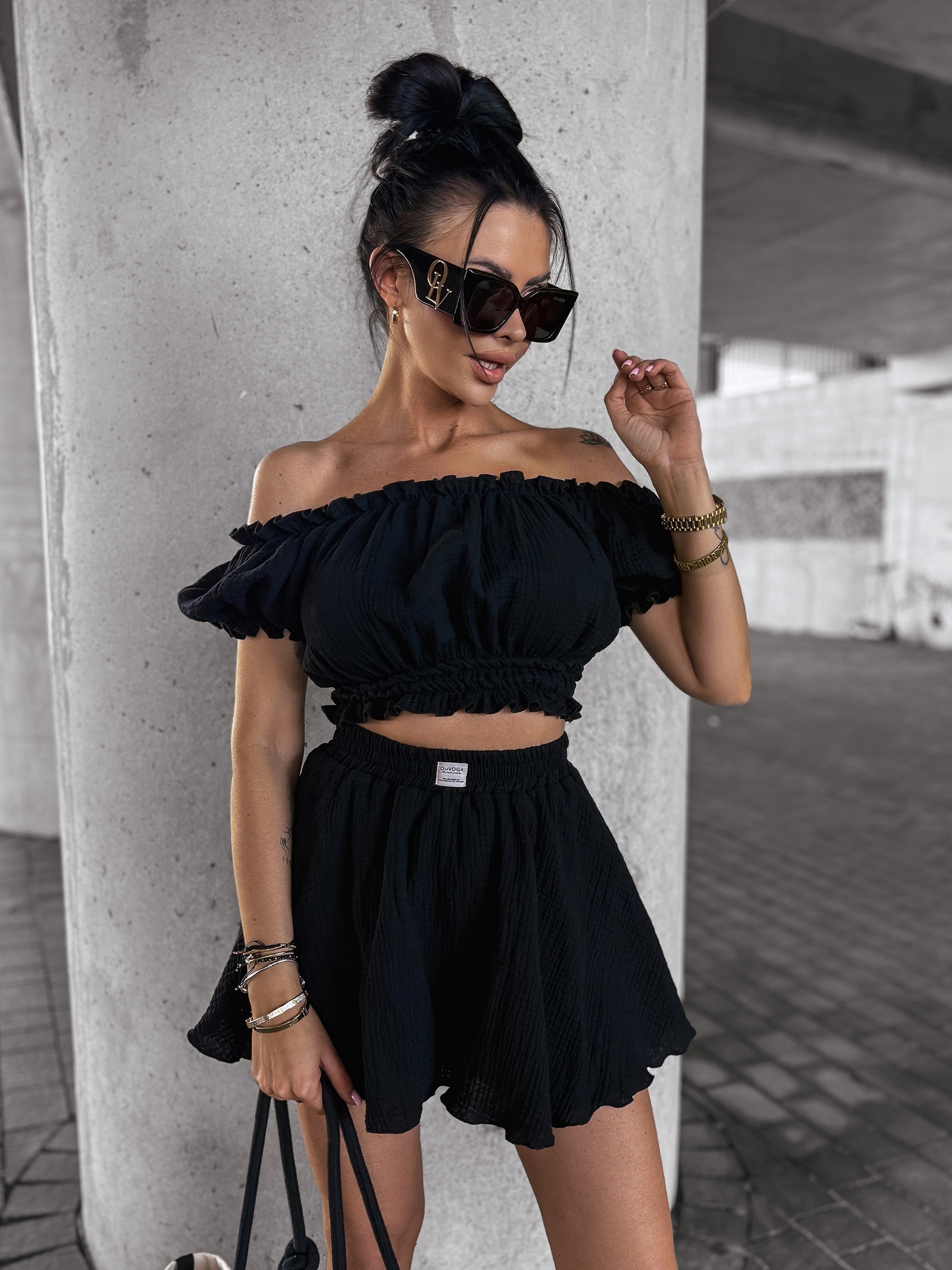 Komplet damski muślinowy DANTE OLAVOGA czarny