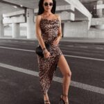 Sukienka maxi dopasowana MUZA OLAVOGA panterka