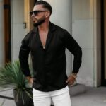 Koszula elegancka męska MIDNIGHT OLAVOGA czarna