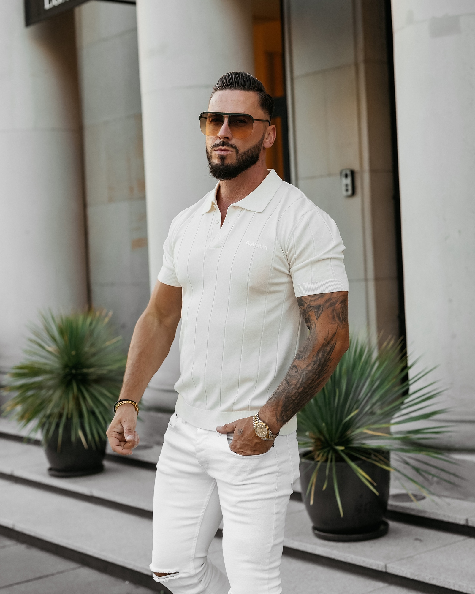 Koszulka męska polo TERON OLAVOGA ecru