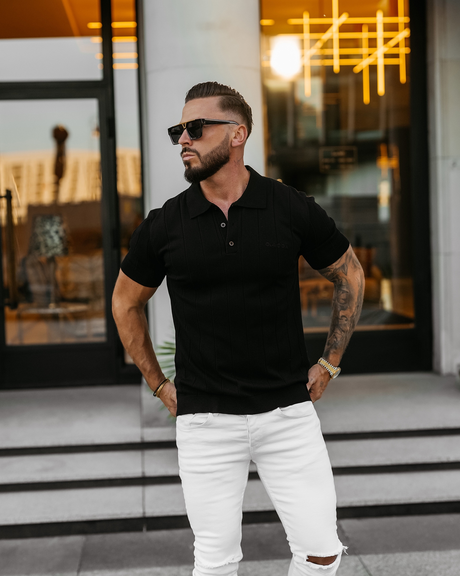 Koszulka męska polo TERON OLAVOGA czarna