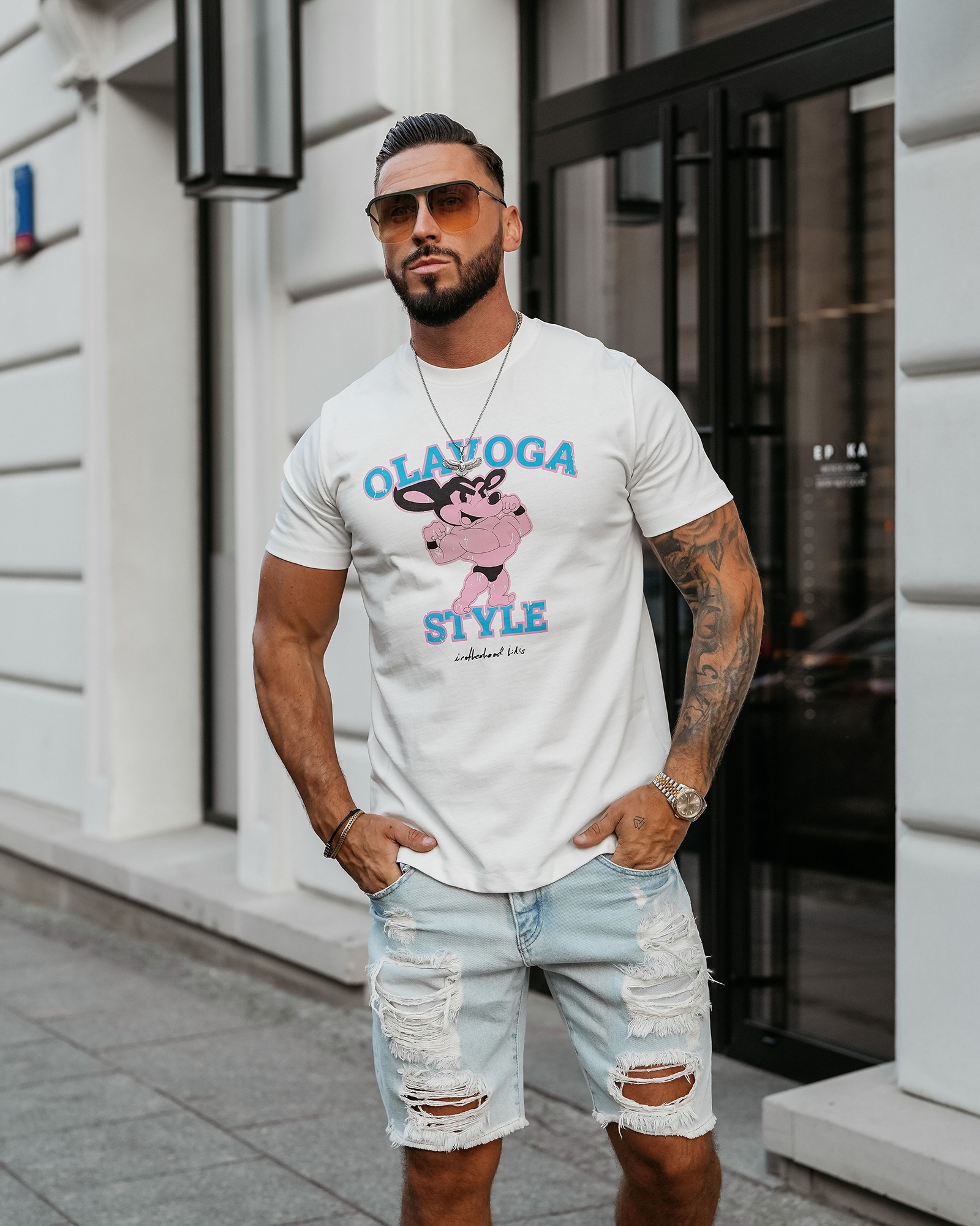 T-shirt męski klasyczny COMPRE OLAVOGA ecru