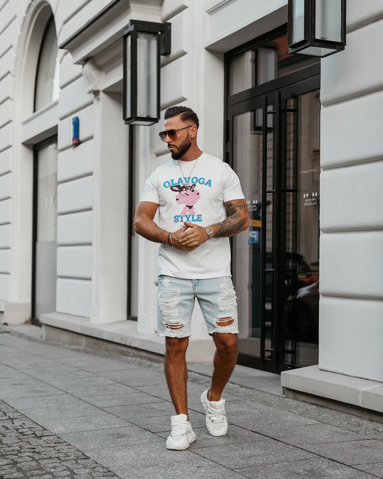 T-shirt męski klasyczny COMPRE OLAVOGA ecru