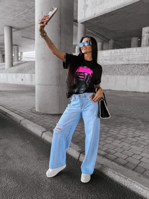 T-shirt bawełniany TENTE OLAVOGA czarny