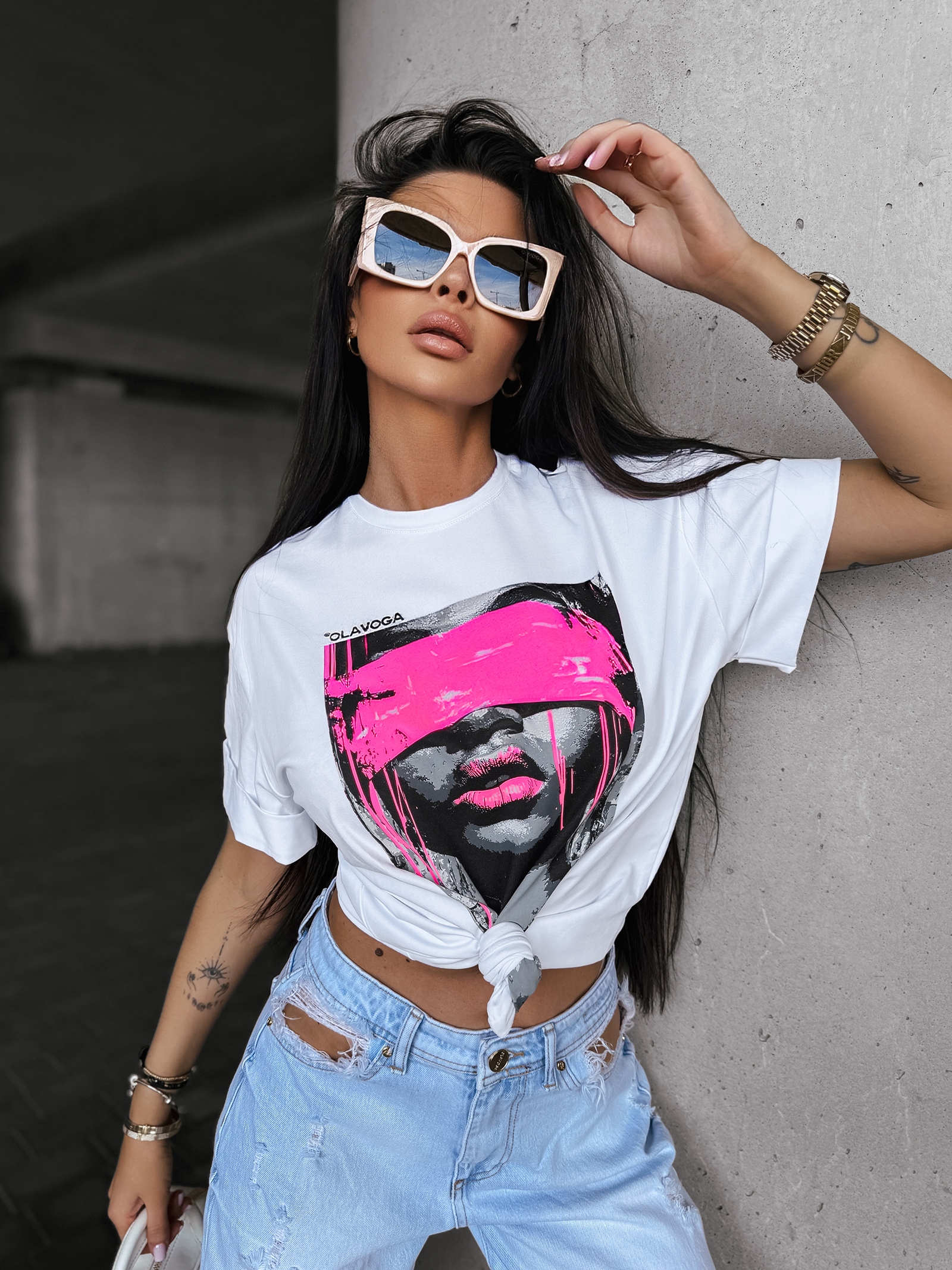 T-shirt bawełniany TENTE OLAVOGA biały T-shirt bawełniany TENTE OLAVOGA biały