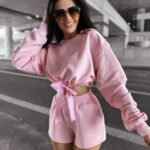 Komplet bawełniany ze spodenkami LAZO OLAVOGA różowy