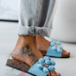 Klapki Madam Floer błękitne