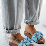 Klapki Madam Floer błękitne